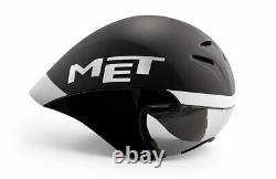 MET Drone Time Trial Aero Cycling Helmet with Magnetic Visor Black/White