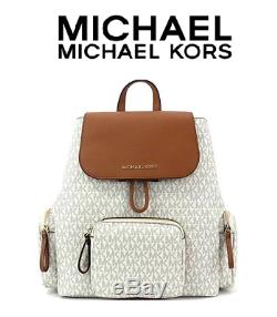MICHAEL KORS ABBEY LARGE CARGO Backpack ONLY or Wristlet SET- VANILLA ACORN PVC