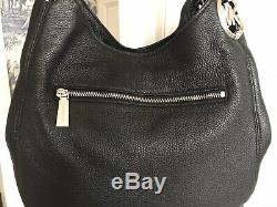 MICHAEL KORS Lillie Large Chain Tote Shoulder Bag Hobo Black Pebble Leather $398