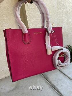 MICHAEL KORS STUDIO Mercer Leather Large Convertible Tote Bag Ultra Pink New