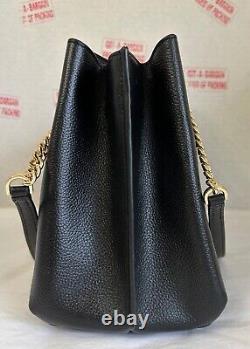 MICHAEL KORS Teagan Large Black Pebbled Leather Shoulder Tote Bag