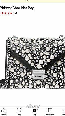 MIchael Kors Whitney Embellished Pearl Crystal Convertible Handbag $795