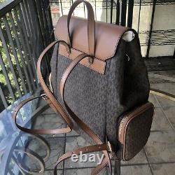 MIchael Kors Women PVC Leather Large Travel Shoulder Backpack Bag Handbag Brown