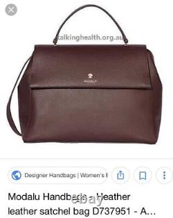 MODALU Satchel Bag Aubergine Colour Leather