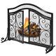 Magnetic 2 Doors Fireplace Screen Gate Large Spark Fire Guard Mesh Protector