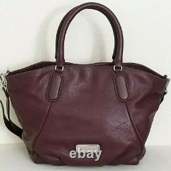Marc Jacobs New Q Fran Burgundy Cardamom Italian Leather Shoulder Tote Bagnwt