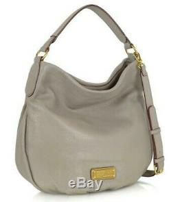 Marc Jacobs New Q Hillier Cement Grey Leather Large Hobo Shoulder Bag Pursenwt