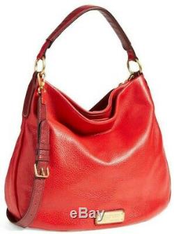 Marc Jacobs New Q Hillier Red Italian Leather Large Hobo Shoulder Bag Pursenwt