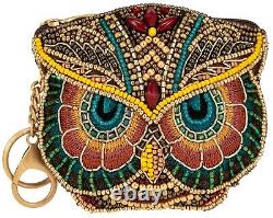 Mary Frances A Little Wiser Owl Hoot Zip Crossbody Beaded Large Bag Handbag NEW