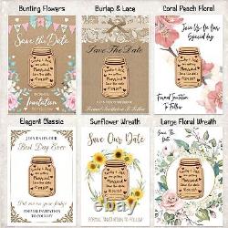 Mason Jar Personalised Wooden Wedding Save The Date Magnets & Backing Cards