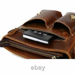 Men's Large Messenger Brown Vintage Leather Shoulder Satchel 10 Laptop Bag NEW