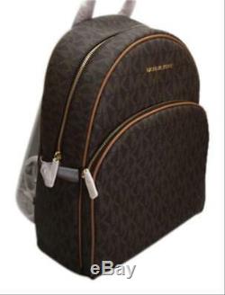 Michael Kors Abbey Jet Set MK Signature Large Leather Backpack NWT