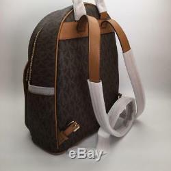 Michael Kors Abbey Jet Set MK Signature Large Leather Backpack NWT