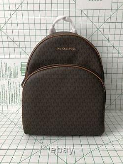 Michael Kors Abbey Large Backpack Brown MK Signature PVC Leather School Bag