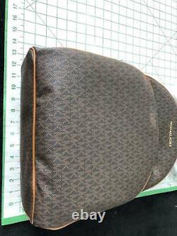 Michael Kors Abbey Large Backpack Brown MK Signature PVC Leather School Bag