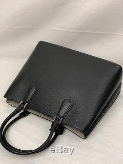Michael Kors Adele Large Leather Satchel Crossbody Bag Handbag Black Silver MK