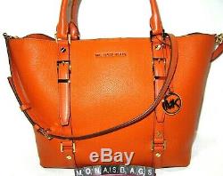 Michael Kors Bedford Legacy Large Grab Bag Burnt Orange Pebbled Leather Tote NWT