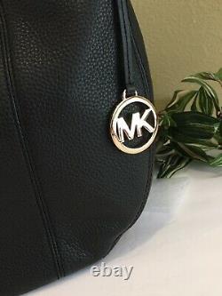 Michael Kors Brooke Large Hobo Shoulder Bag Purse Tote Black Leather Gold $428