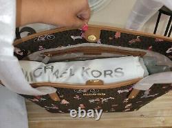 Michael Kors Carter Large Open Tote Brown Multi Color NWT $328