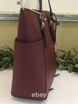 Michael Kors Charlotte Ciara Large Zip Tote Shoulder Bag Merlot Wine Leather