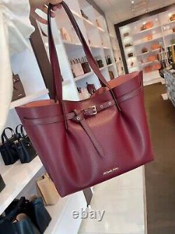 Michael Kors Emilia Large Ew Tote Shoulder Bag Buckle Hobo Merlot Leather