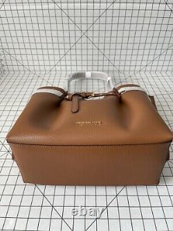 Michael Kors Emilia Large Shoulder Bag Leather Purse Tote Handbag in Luggage