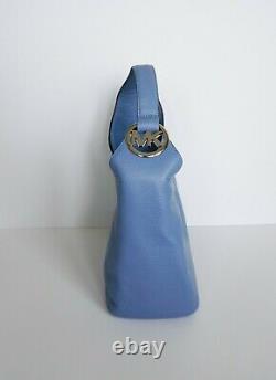 Michael Kors Fulton Hobo Shoulder Pebbled Leather Bag French Blue