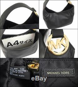 Michael Kors Fulton Large Hobo Shoulder Bag Black Leather 35S0GFTH3L NWT $398