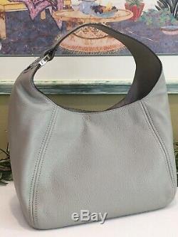Michael Kors Fulton Large Hobo Shoulder Bag Purse Mk Grey Leather Silver $398