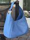 Michael Kors Fulton Large Shoulder Purse French Blue Leather Hobo Bag $398