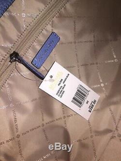 Michael Kors Fulton Large Shoulder Purse French Blue Leather Hobo Bag $398