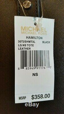 Michael Kors Hamilton Large Ns Black Silver Saffiano Leather Tote Bag Nwt