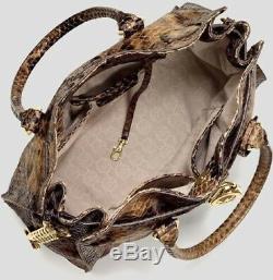 Michael Kors Hamilton NS Large Sand Brown Python Snake Embossed Leather Tote NWT