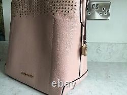 Michael Kors Hayes Large Leather Bucket Shoulder Tote Bag Pink Gold Tone New
