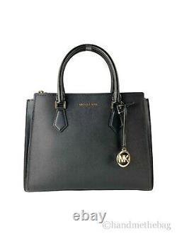Michael Kors Hope Black Saffiano Leather Large Satchel Bag Crossbody Handbag
