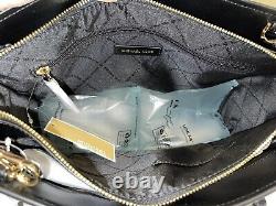 Michael Kors Hope Large Satchel Shoulder Bag Tote Purse Black Leather Gold