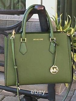 Michael Kors Hope Large Satchel Shoulder Bag Tote Purse Green Leather $468