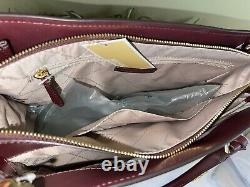 Michael Kors Hope Large Satchel Shoulder Bag Tote Purse Merlot Leather Crossbody