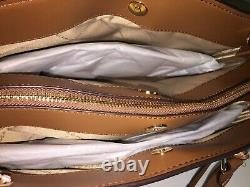 Michael Kors Hope Large Satchel Shoulder Bag Tote Purse Mk Brown Logo Leather