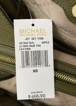 Michael Kors Jet Set Duffle Green Pebble Leather Chain Shoulder Bag