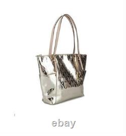 Michael Kors Jet Set East West Mirror Pale Gold Metallic Patent Leather Tote NWT