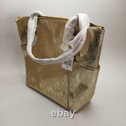 Michael Kors Jet Set East West Mirror Pale Gold Metallic Patent Leather Tote NWT