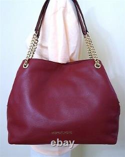 Michael Kors Jet Set Large Chain Mulberry Pebble Leather Shoulder Tote