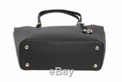 Michael Kors Jet Set Saffiano Black Leather Large Tote Handbag MK30F4GTTT9L