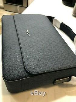 Michael Kors Jet Set Signature Harrison Laptop Messenger Bag Baltic Blue $448