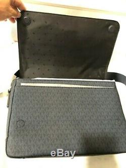 Michael Kors Jet Set Signature Harrison Laptop Messenger Bag Baltic Blue $448