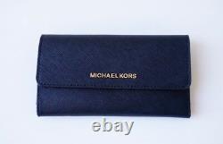 Michael Kors Jet Set Travel Saffiano Leather Large Trifold Wallet Black/gold