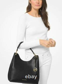 Michael Kors Joan Large Black Pebbled Leather Shouchy Shoulder Bag, handbag