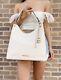 Michael Kors Joan Large Slouchy Hobo Shoulder Bag Light Cream Leather