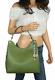 Michael Kors Joan Large Slouchy Shoulder Hobo Leather Bag Green Exotic Accents